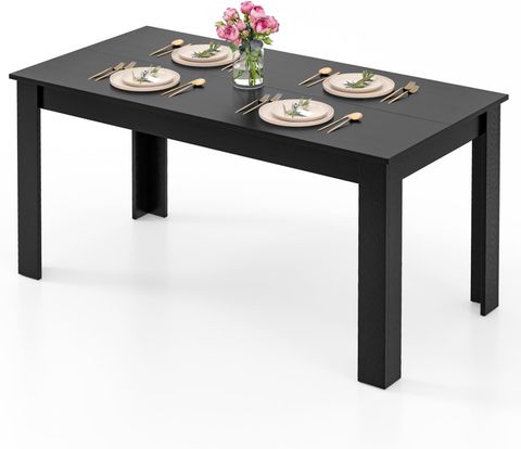 Amazon.com - Vescasa Black Wood Dining Table With 4 Black Solid Wood ... inside Elevate Your Dining Room with a Timeless Black Oak Table